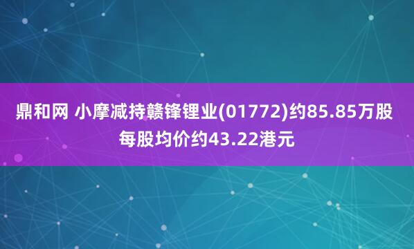 鼎和网 小摩减持赣锋锂业(01772)约85.85万股 每股均价约43.22港元